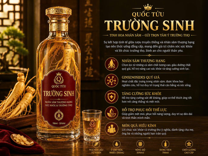 QUỐC TỬU TRƯỜNG SINH – TINH HOA NHÂN SÂM, GỬI TRỌN TÂM Ý TRƯỜNG THỌ