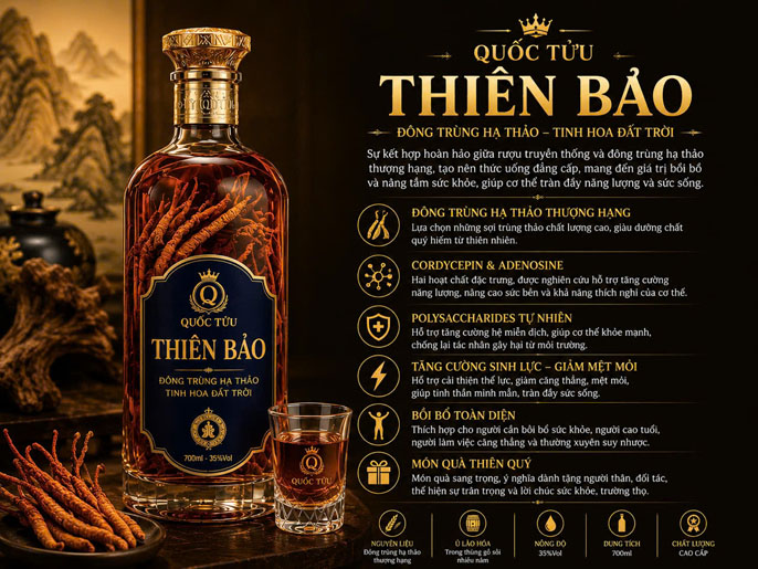 QUỐC TỬU THIÊN BẢO – TINH HOA ĐÔNG TRÙNG HẠ THẢO, KẾT TINH KHÍ PHÁCH ĐẤT TRỜI